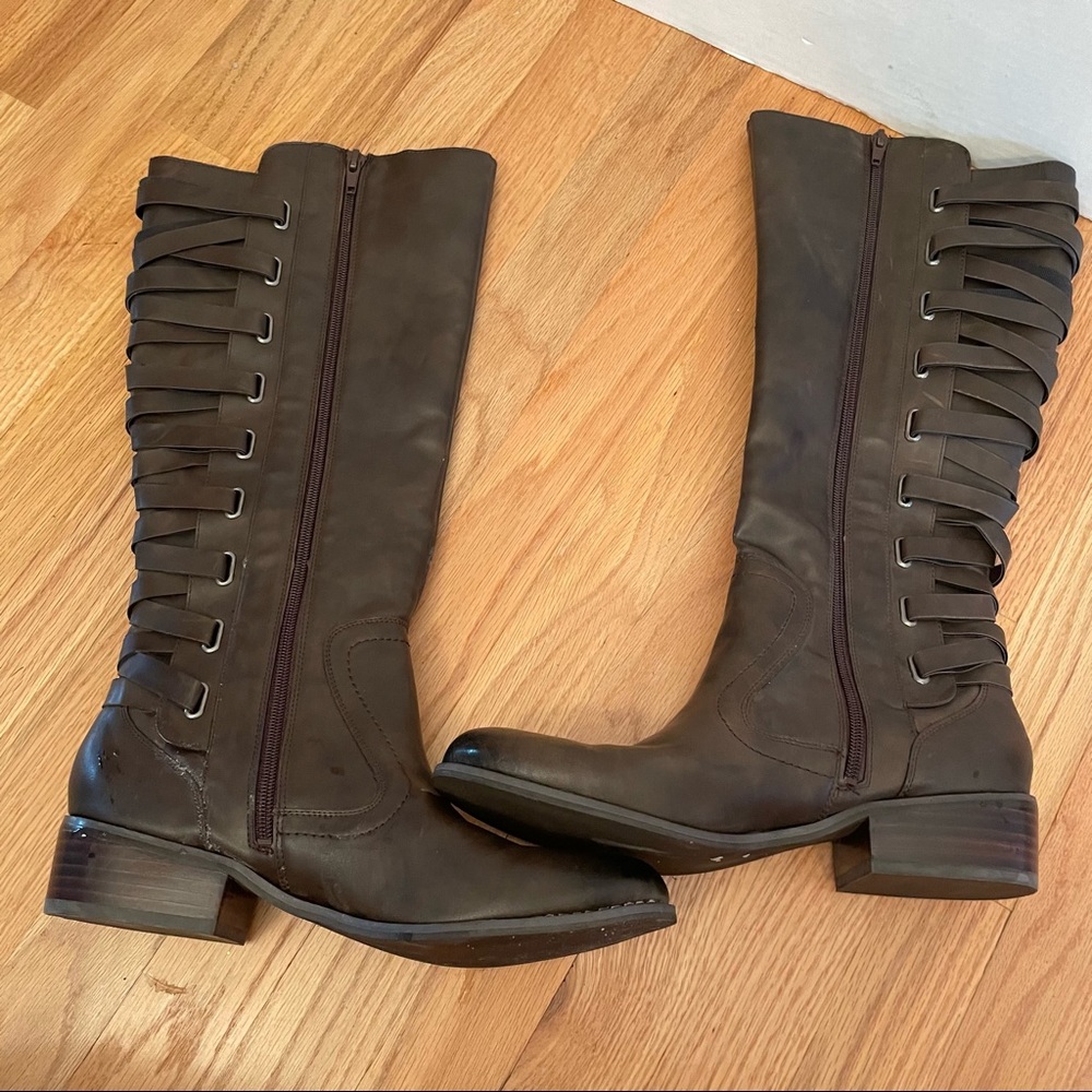 Carlos brown lace back detail riding boots 10